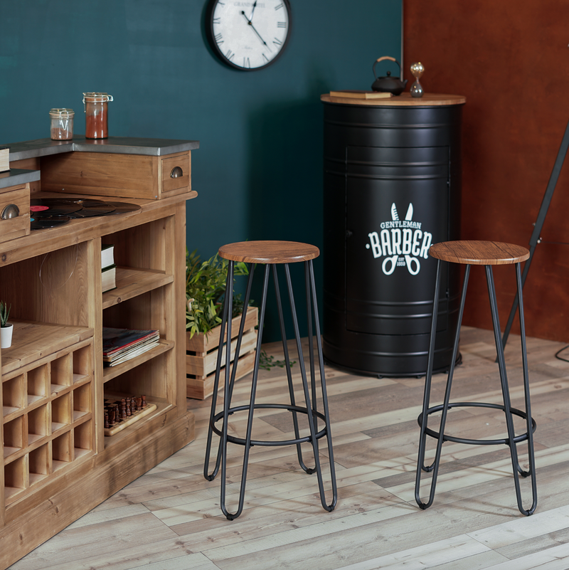 ESSIA - Industrial bar stools - Set of 2