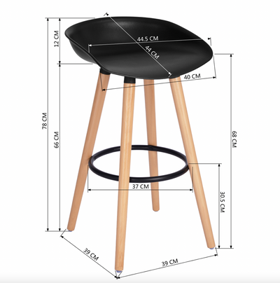 DEARBORN - Scandinavian Bar Stool - Set of 2