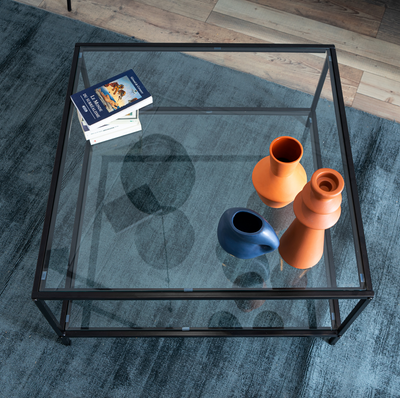 HUDD - Square coffee table - Tempered glass