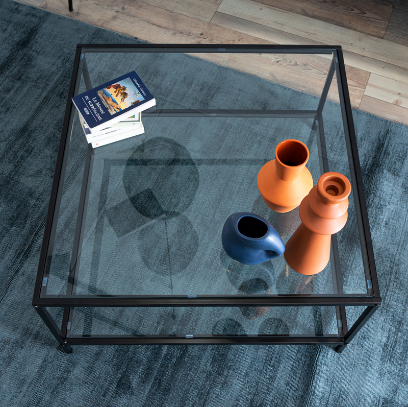 HUDD - Square coffee table - Tempered glass