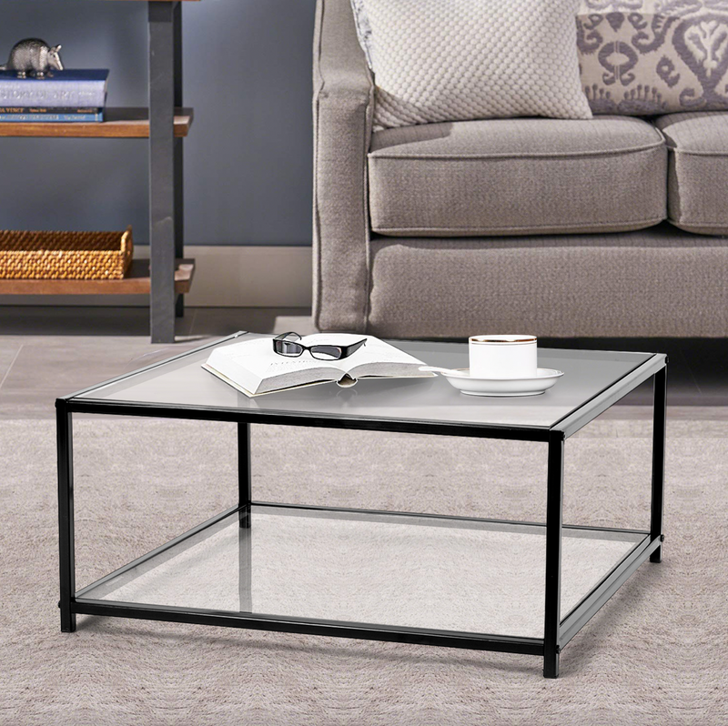 HUDD - Square coffee table - Tempered glass