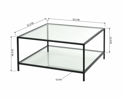 HUDD - Square coffee table - Tempered glass