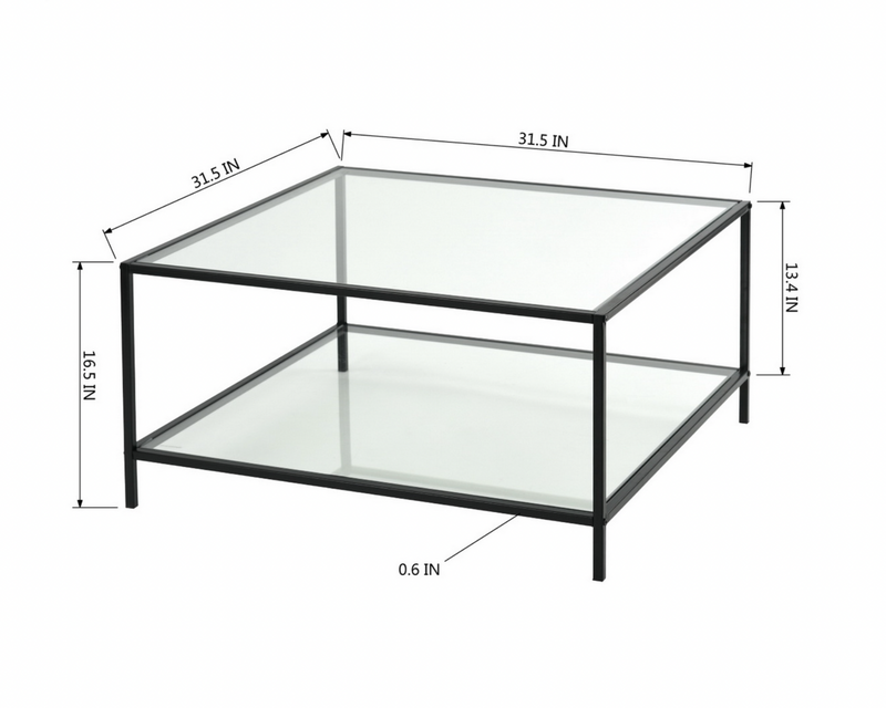 HUDD - Square coffee table - Tempered glass