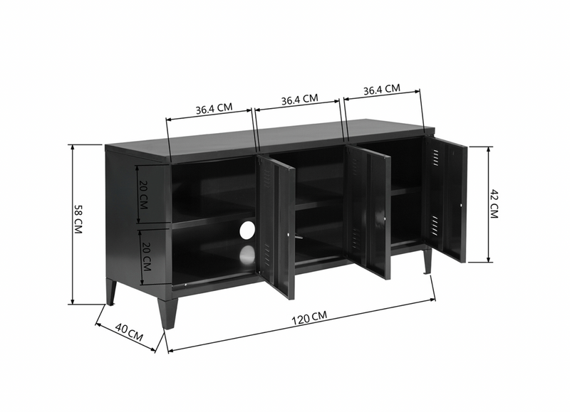 MATAPOURI - TV cabinet with metal box