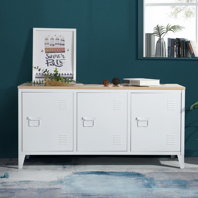 MATAPOURI MDF - Metal TV cabinet with wooden case above