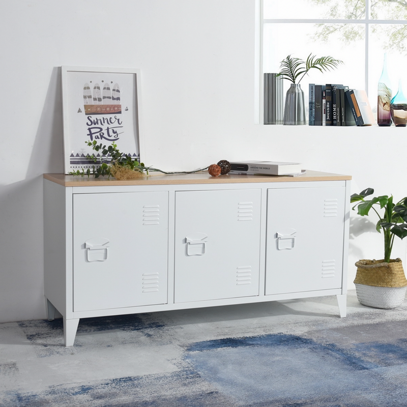 MATAPOURI MDF - Metal TV cabinet with wooden case above