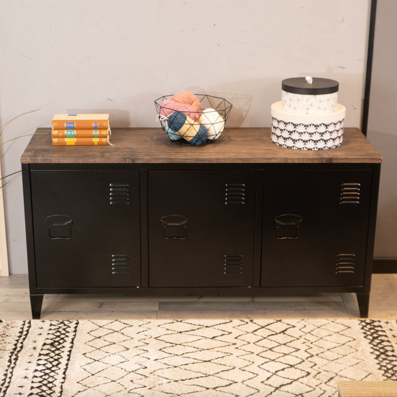MATAPOURI MDF - Metal TV cabinet with wooden case above