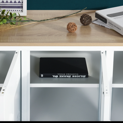 MATAPOURI MDF - Metal TV cabinet with wooden case above