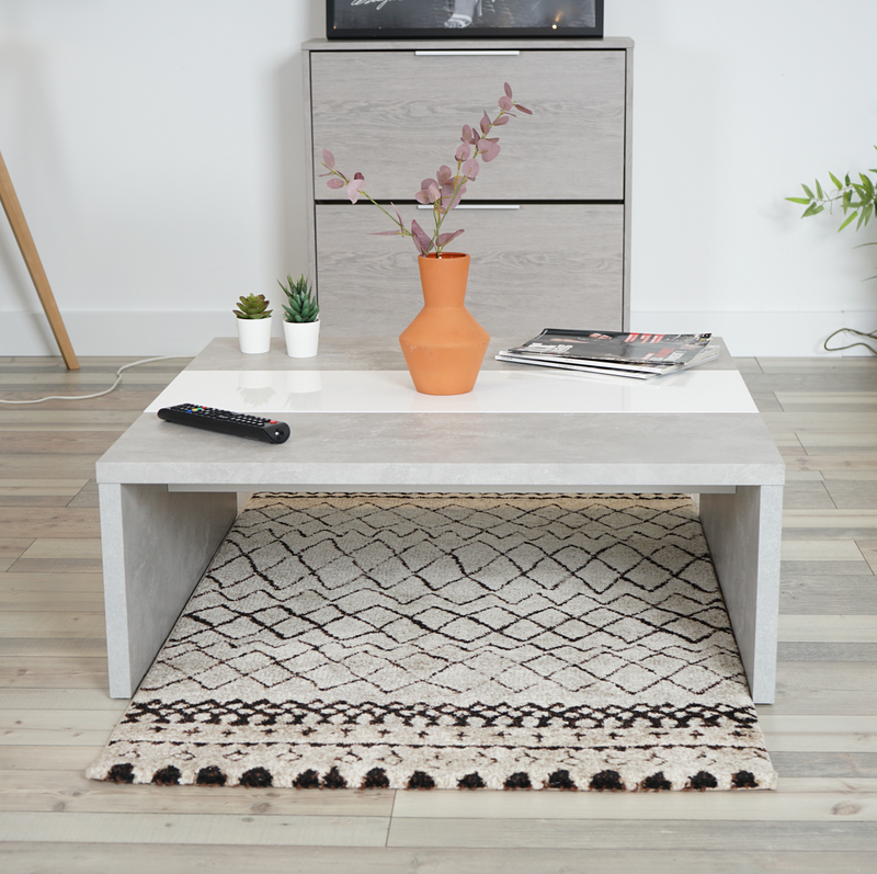 MUFFIN - Design coffee table in concrete and white glossy