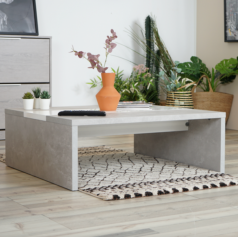 MUFFIN - Design coffee table in concrete and white glossy