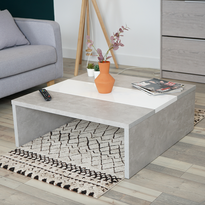 MUFFIN - Design coffee table in concrete and white glossy