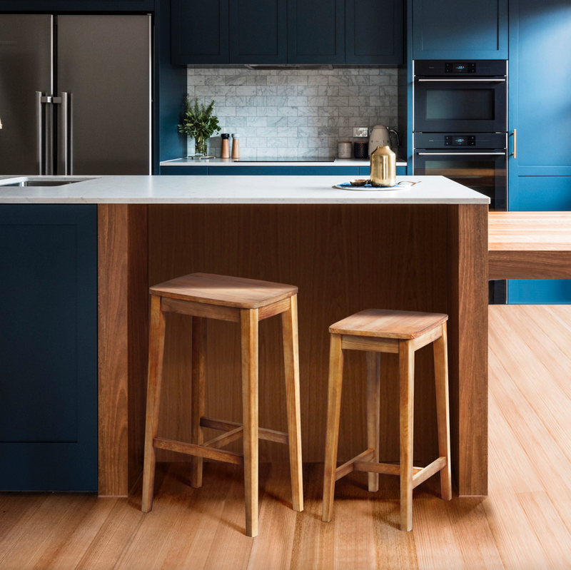 RORIC - Solid wood retro bar stools - Set of 2