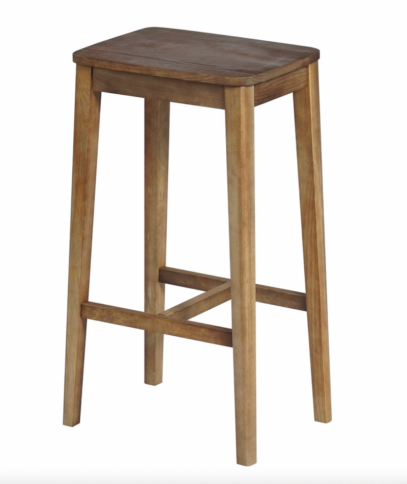 RORIC - Solid wood retro bar stools - Set of 2