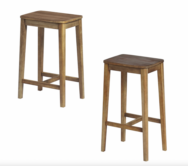 RORIC - Solid wood retro bar stools - Set of 2