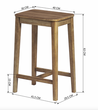 RORIC - Solid wood retro bar stools - Set of 2