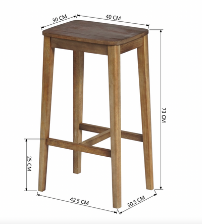 RORIC - Solid wood retro bar stools - Set of 2