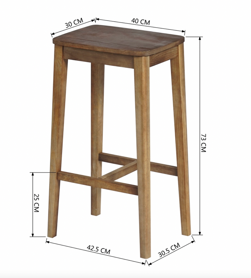 RORIC - Solid wood retro bar stools - Set of 2