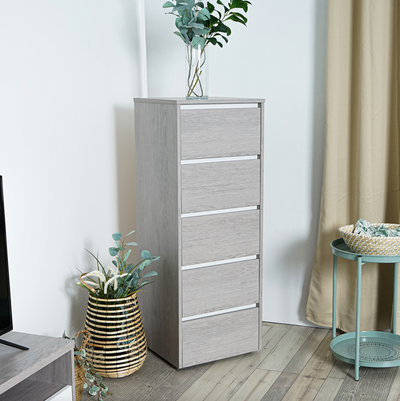 SPLINE - 5 drawer ash oak storage cabinet