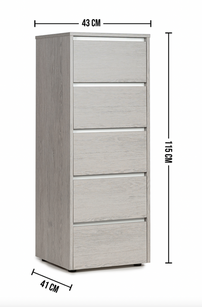 SPLINE - 5 drawer ash oak storage cabinet