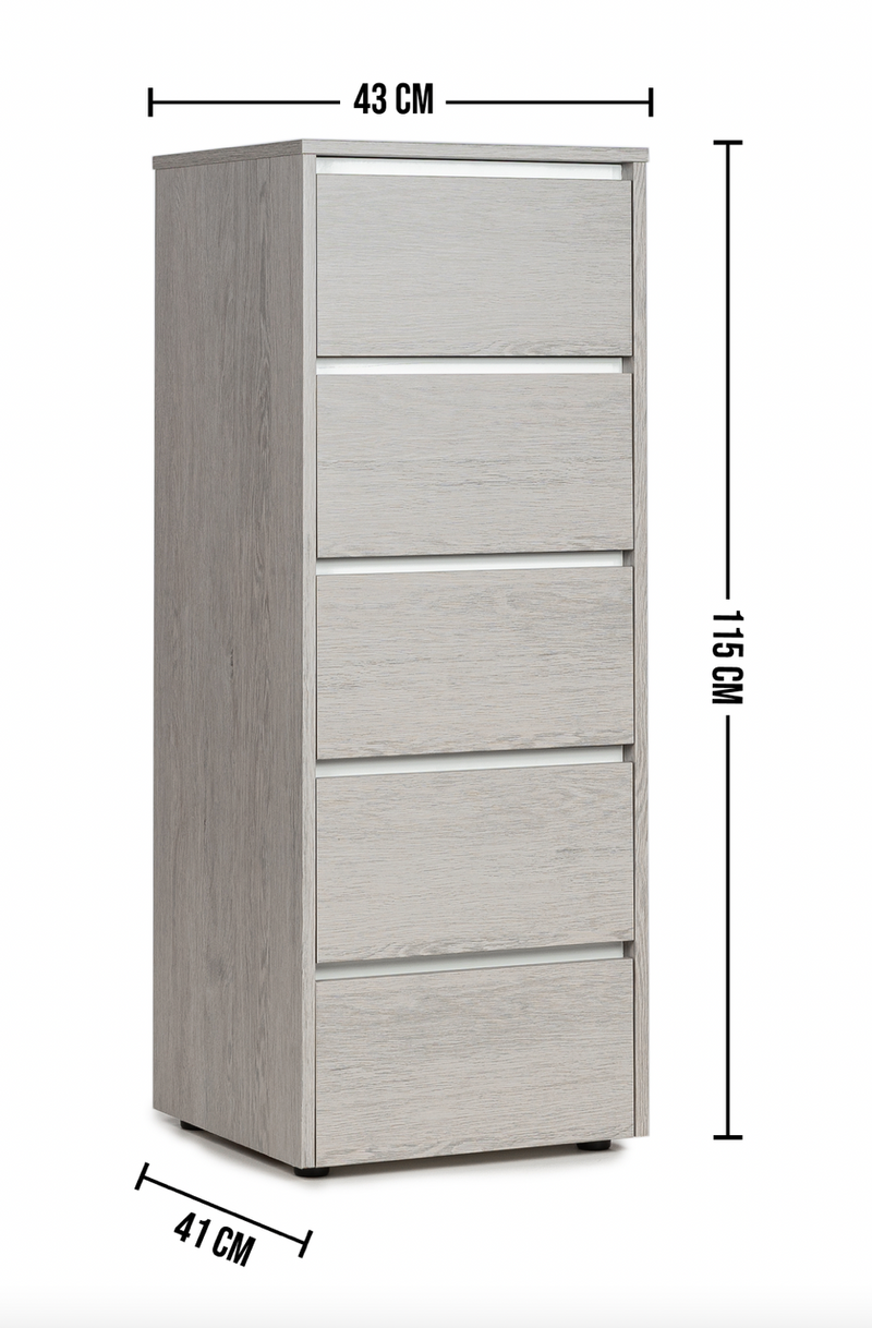 SPLINE - 5 drawer ash oak storage cabinet