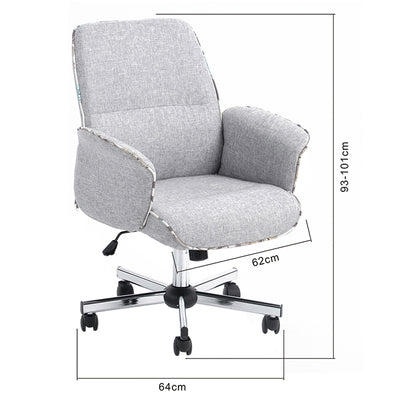 THOMASINA - Comfortable office chair with armrests in grey fabric