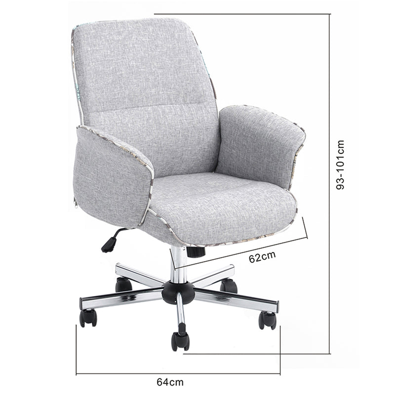THOMASINA - Comfortable office chair with armrests in grey fabric