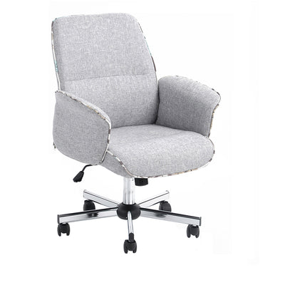 THOMASINA - Comfortable office chair with armrests in grey fabric