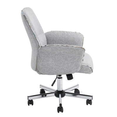 THOMASINA - Comfortable office chair with armrests in grey fabric