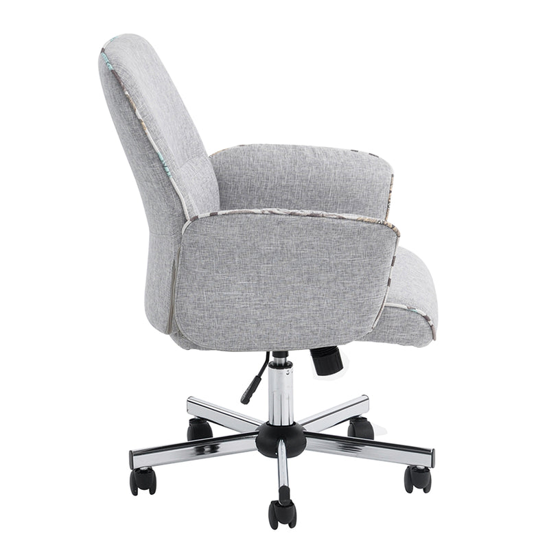 THOMASINA - Comfortable office chair with armrests in grey fabric