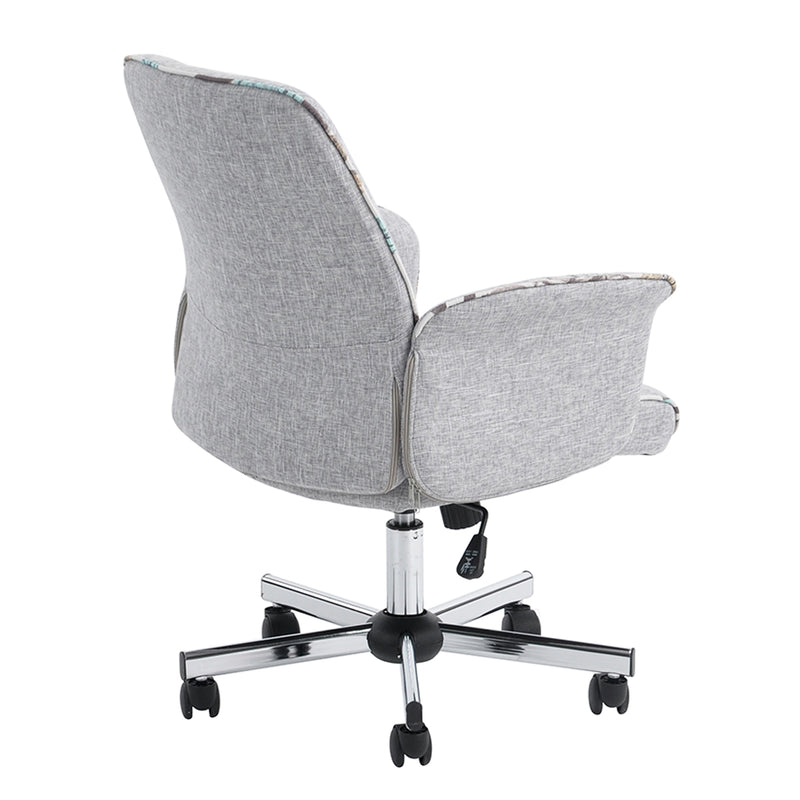 THOMASINA - Comfortable office chair with armrests in grey fabric