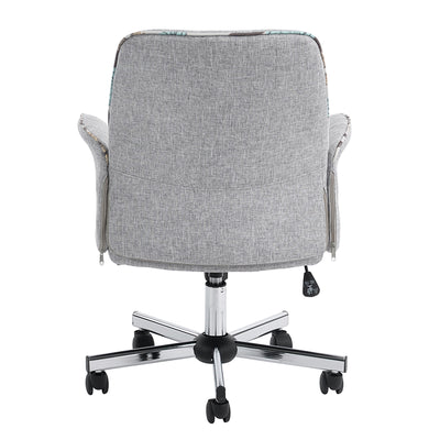 THOMASINA - Comfortable office chair with armrests in grey fabric