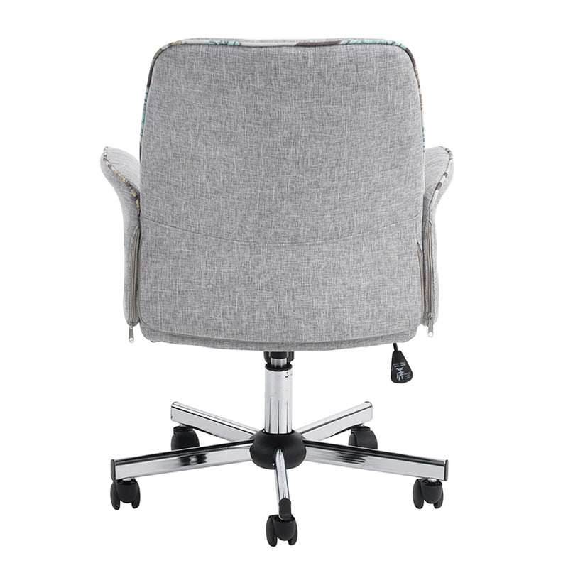 THOMASINA - Comfortable office chair with armrests in grey fabric