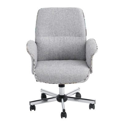 THOMASINA - Comfortable office chair with armrests in grey fabric