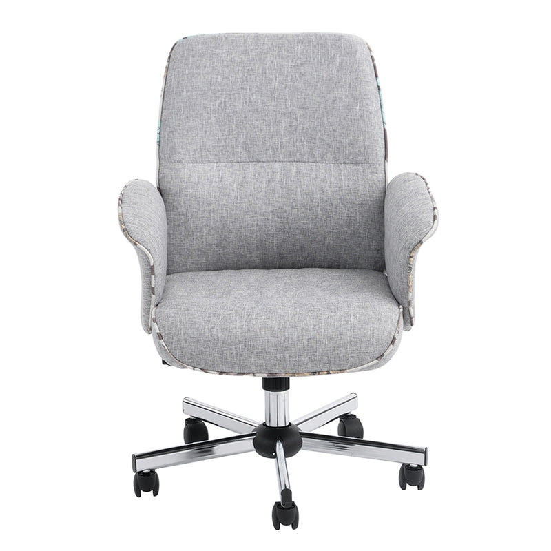 THOMASINA - Comfortable office chair with armrests in grey fabric