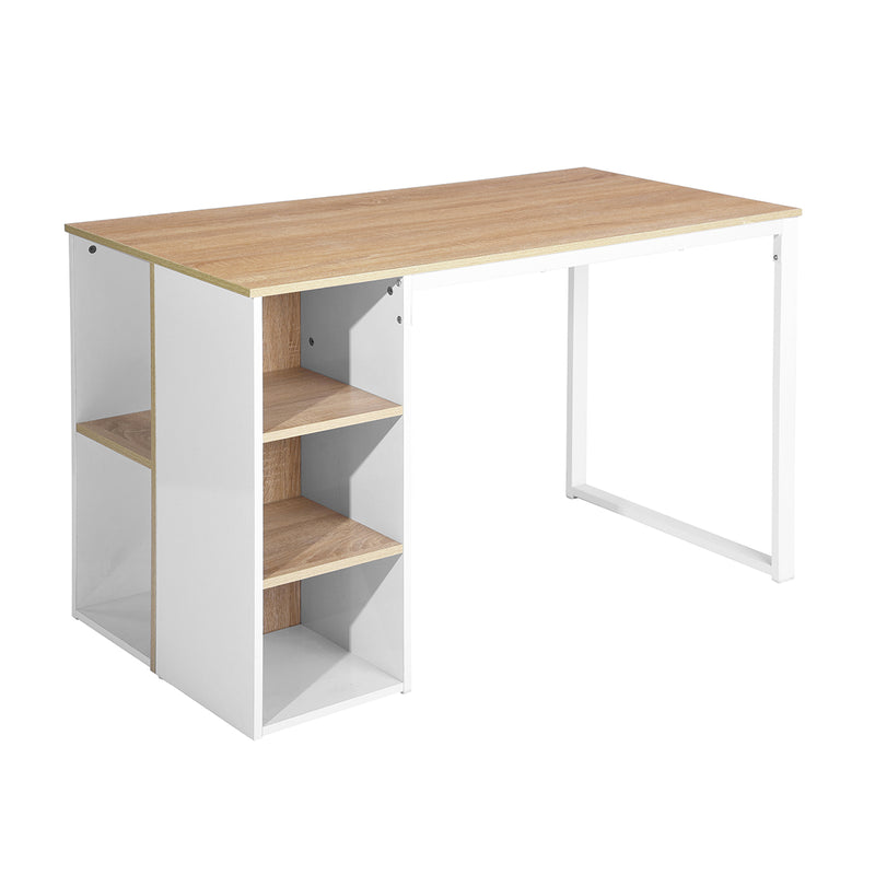 WEEKS - Modern desk with five white shelves and oak wood
