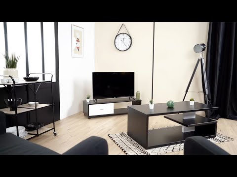 SONALY - TV cabinet in design with black and white storag