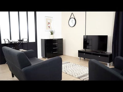 SAMY - TV stand in white Design TV stand with storage in black